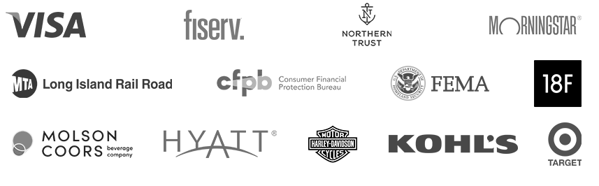 Logo board of banking, civic tech, and consumber brands